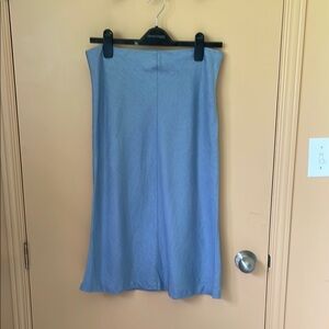 Linen Light Blue Midi Skirt